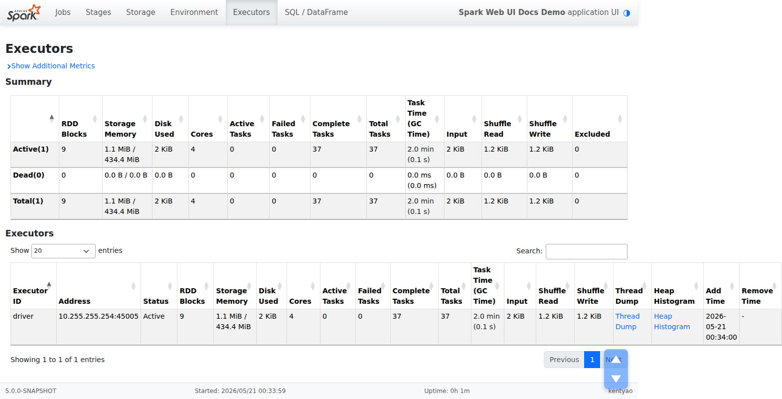 Executors Tab